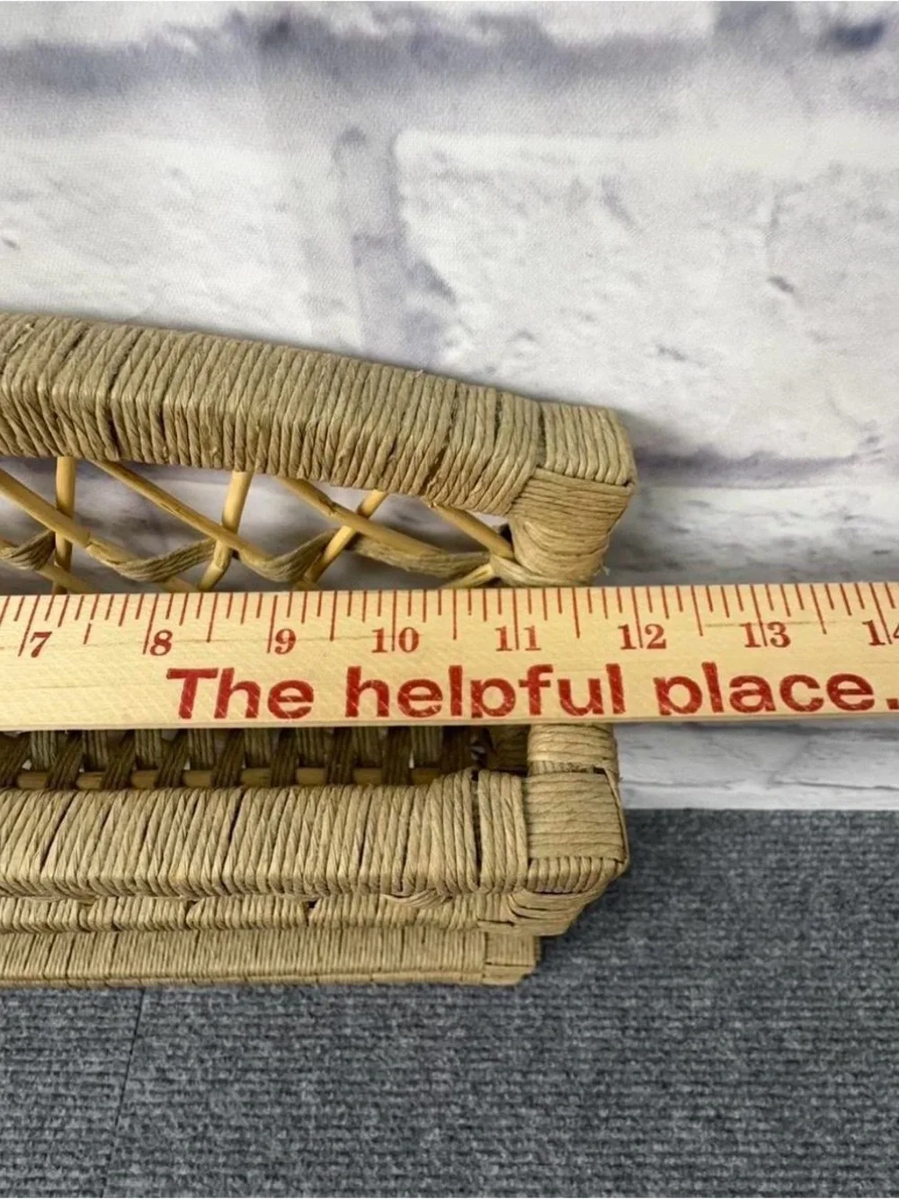 Vintage Wicker Rattan Wall Mail Organizer Letter Holder Boho Cottage Entryway